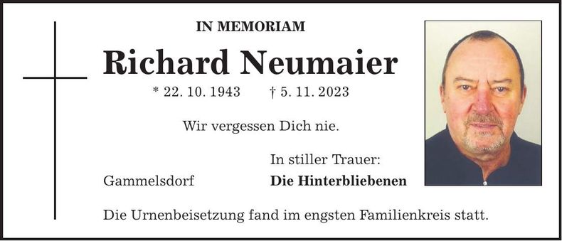 Traueranzeige Richard Neumaier
