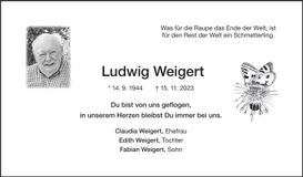 Traueranzeige Ludwig Weigert