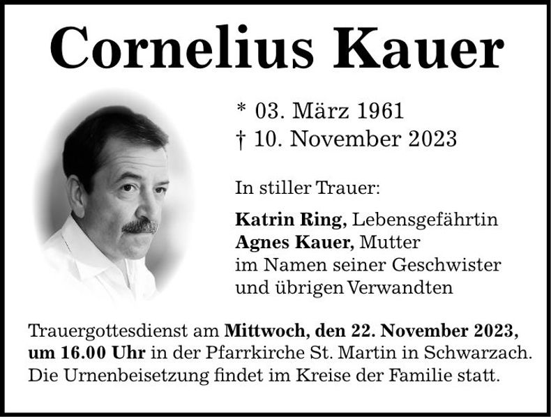 Traueranzeige Cornelius Kauer