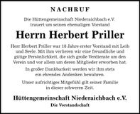 Traueranzeige Herbert Priller