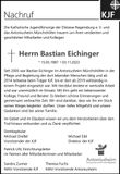 Traueranzeige Bastian Eichinger