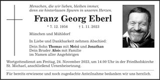 Traueranzeige Georg Eberl