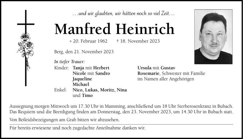 Traueranzeige Manfred Heinrich