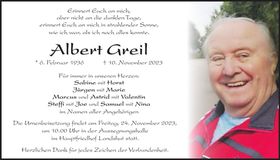 Traueranzeige Albert Greil