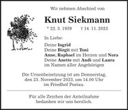 Traueranzeige Knut Siekmann