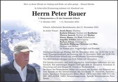 Traueranzeige Peter Bauer