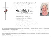 Traueranzeige Still Mathilde