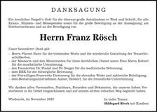 Traueranzeige Franz Rösch