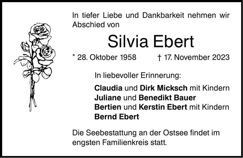 Traueranzeige Silvia Ebert