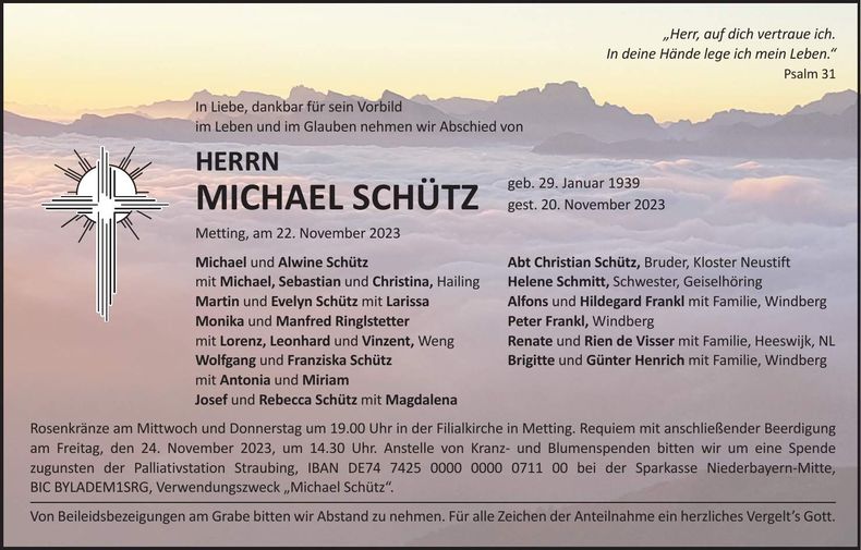 Traueranzeige Michael Schütz