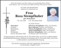 Traueranzeige Rosa Stempfhuber