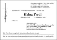 Traueranzeige Heinz Frodl