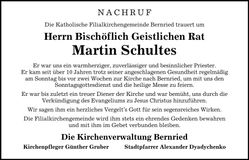 Traueranzeige Martin Schultes