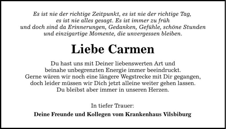 Traueranzeige Carmen Windstoßer