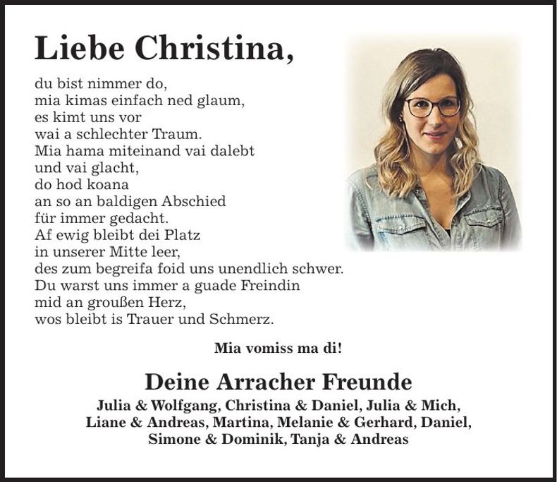 Traueranzeige Christina Kreutzer