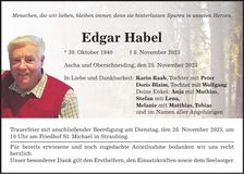 Traueranzeige Edgar Habel