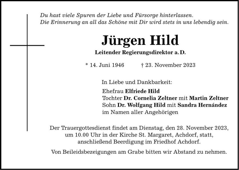 Traueranzeige Jürgen Hild