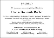 Traueranzeige Dominik Rotter