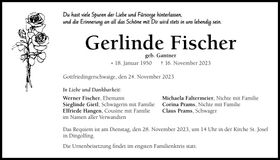Traueranzeige Gerlinde Fischer