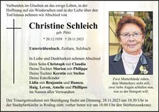 Traueranzeige Christine Schleich