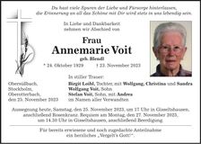 Traueranzeige Annemarie Voit