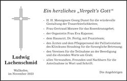 Traueranzeige ludwig Lachenschmid