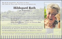 Traueranzeige Hildegard Roth
