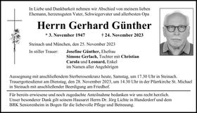 Traueranzeige Gerhard Günther