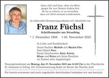 Traueranzeige Franz Füchsl
