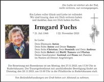 Traueranzeige Irmgard Fuchs