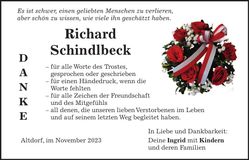 Traueranzeige Richard Schindlbeck