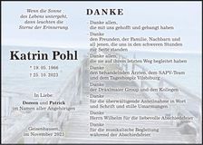 Traueranzeige Katrin Pohl