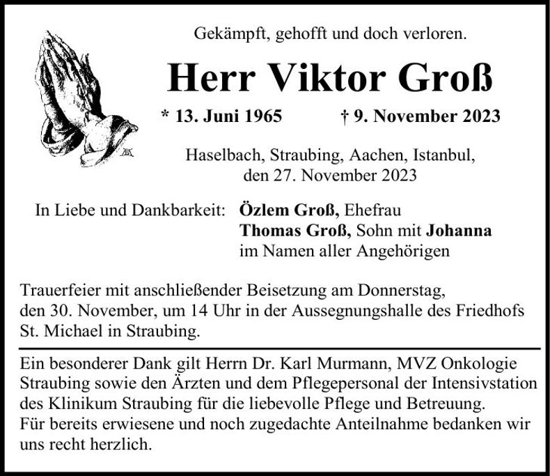 Traueranzeige Viktor Groß