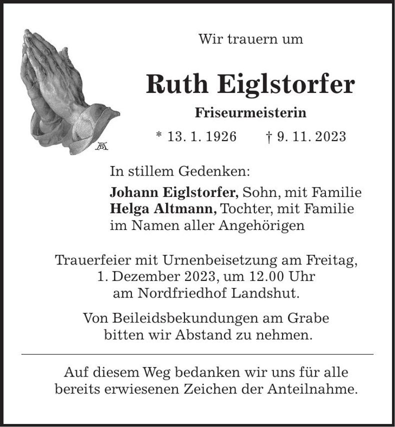 Traueranzeige Ruth Eiglstorfer