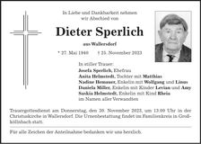 Traueranzeige Dieter Sperlich