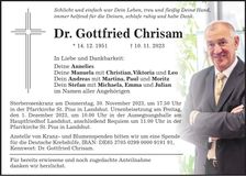 Traueranzeige Gottfried Chrisam