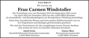 Traueranzeige Carmen Windstoßer