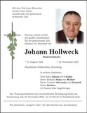 Traueranzeige Johann Hollweck