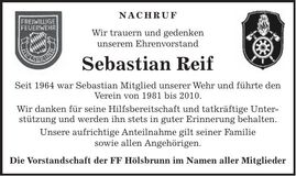 Traueranzeige Sebastian Reif