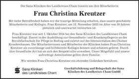 Traueranzeige Kristina Kreutzer