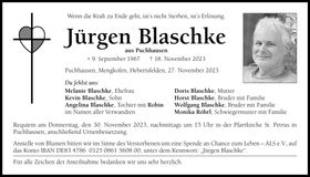 Traueranzeige Jürgen Blaschke
