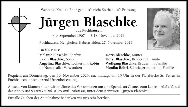 Traueranzeige Jürgen Blaschke