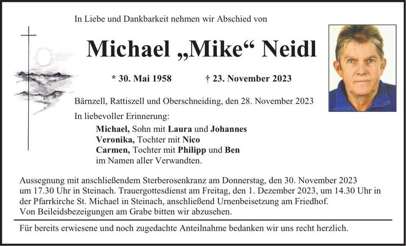 Traueranzeige Michael Neidl