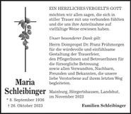 Traueranzeige Maria Schleibinger