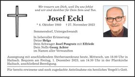 Traueranzeige Josef Eckl