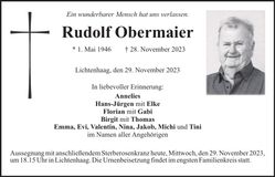 Traueranzeige Rudolf Obermaier