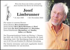 Traueranzeige Josef Limbrunner
