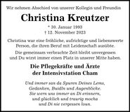 Traueranzeige Christina Kreutzer