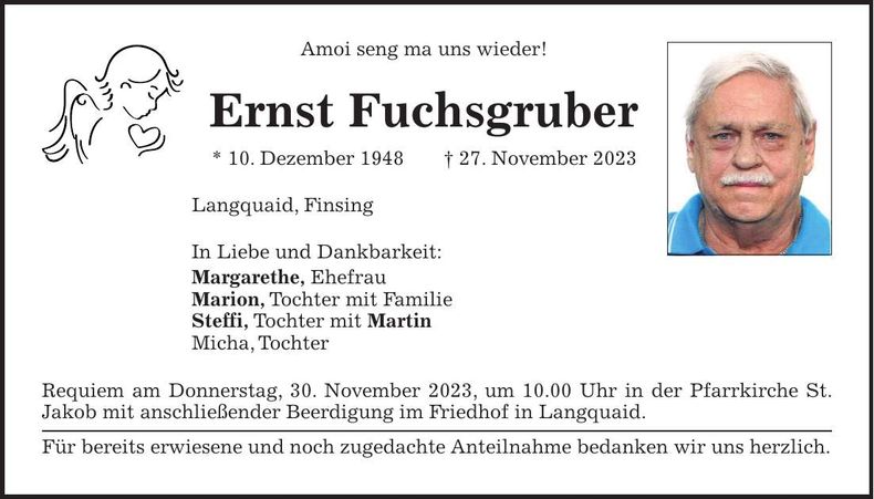 Traueranzeige Ernst Fuchsgruber