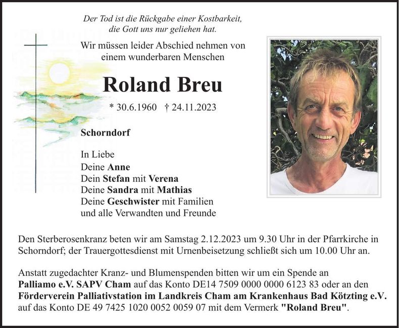 Traueranzeige Roland Breu